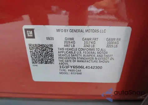 2020 Chevrolet Bolt Ev Fwd Lt from USA, damaged, VIN 1G1FY6S06L4142300